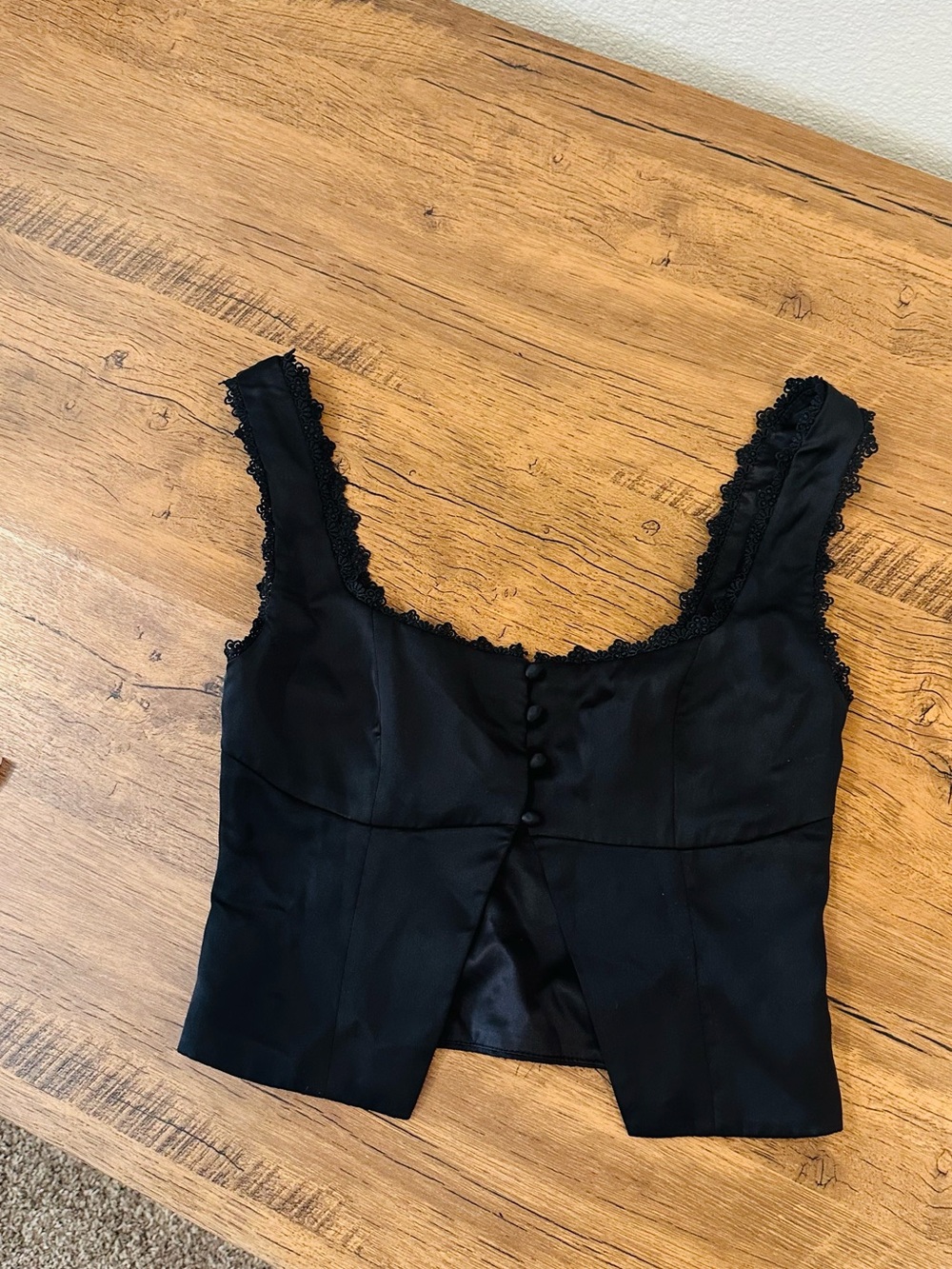 Princess Polly Black Lace-Trim Crop Top